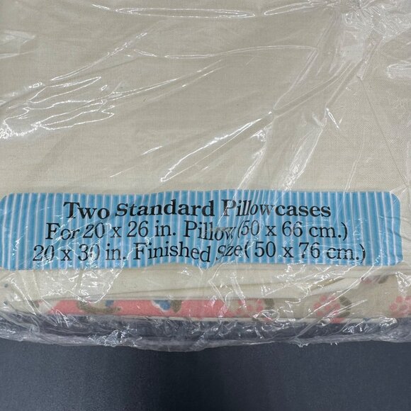 Vintage Full Flat Sheet 2 Pillowcases Set JP Stevens Country Folk 1980s Cottage - Picture 6 of 10